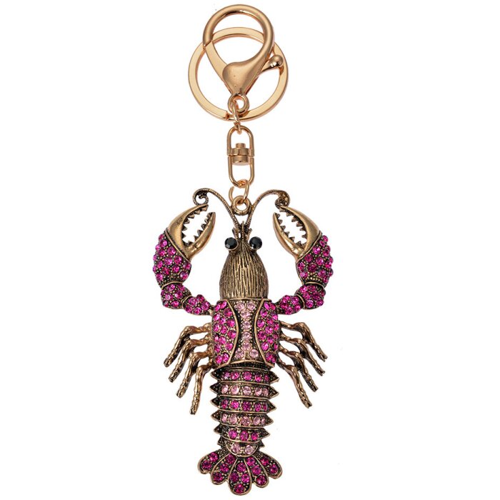 Juleeze JZKC0172 Portachiavi aragosta color oro con strass viola