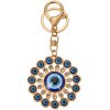 Juleeze JZKC0183 Portachiavi Ø 5 cm Oro Blu Strass Moschettone