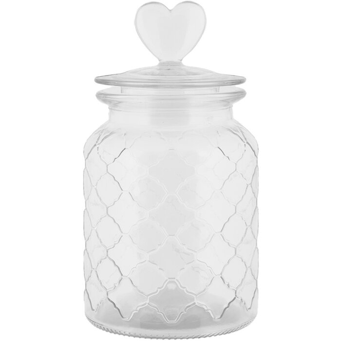 Barattolo Clayre & Eef con coperchio a cuore Ø 11x20 cm in vetro stile country
