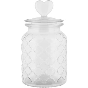 Barattolo Clayre & Eef con coperchio a cuore Ø 11x20 cm in vetro stile country