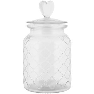 Barattolo Clayre & Eef con coperchio a cuore Ø 11x20 cm in vetro stile country