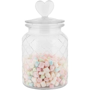 Barattolo Clayre & Eef con coperchio a cuore Ø 11x20 cm in vetro stile country