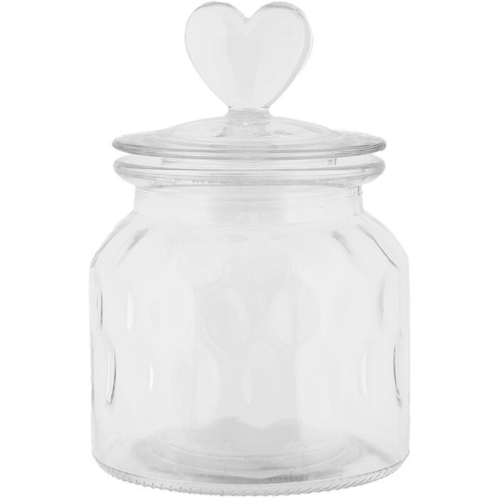 Barattolo Clayre & Eef con coperchio a cuore in vetro Ø11 cm H16 cm stile country