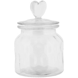 Barattolo Clayre & Eef con coperchio a cuore in vetro Ø11 cm H16 cm stile country