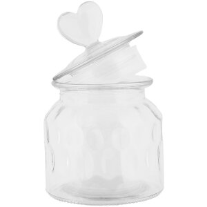 Barattolo Clayre & Eef con coperchio a cuore in vetro Ø11 cm H16 cm stile country