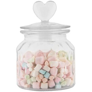 Barattolo Clayre & Eef con coperchio a cuore in vetro Ø11 cm H16 cm stile country