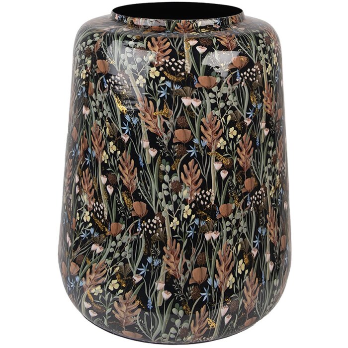 Clayre & Eef 65886 Vaso decorativo in ferro nero marrone Ø 31x40 cm Design botanico