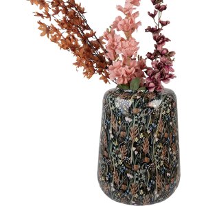 Clayre & Eef 65886 Vaso decorativo in ferro nero marrone Ø 31x40 cm Design botanico
