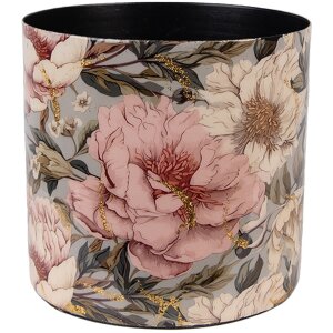 Clayre & Eef 65894 Vaso da fiori in ferro grigio rosa...