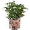 Clayre & Eef 65894 Vaso da fiori in ferro grigio rosa Ø 16x15 cm Design romantico