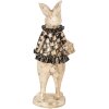 Coniglio decorativo Clayre & Eef 9x10x24 cm Beige Nero Figura animale in poliresina