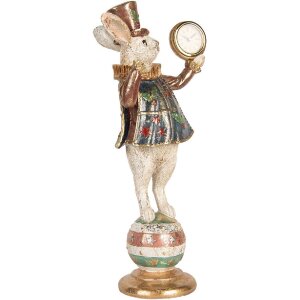 Coniglio decorativo Clayre & Eef con orologio in oro...