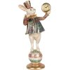 Coniglio decorativo Clayre & Eef con orologio in oro bianco 17x11x35 cm Stile vintage