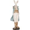 Coniglio decorativo Clayre & Eef 13x12x38 cm Bianco Blu Stile Country Poliresina