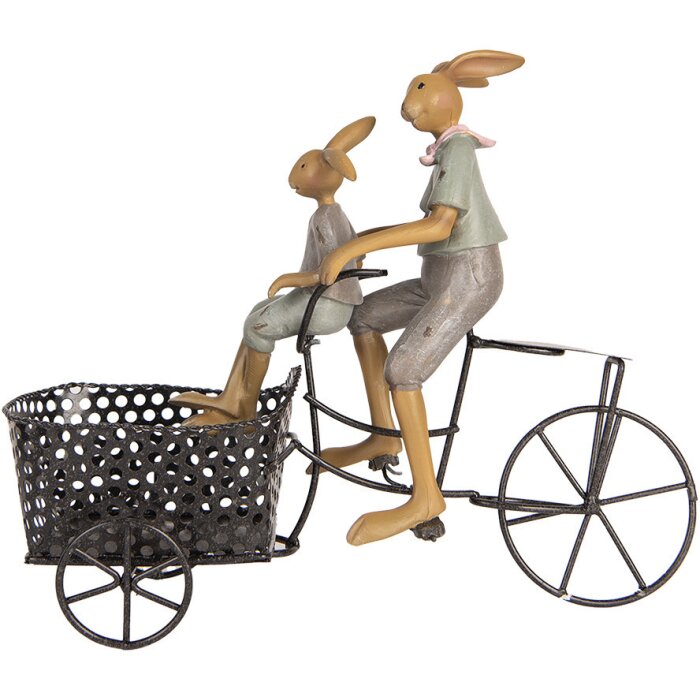 Decorazione Clayre & Eef coniglio in bicicletta stile country 28x12x23 cm