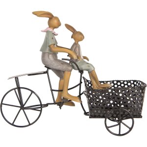 Decorazione Clayre & Eef coniglio in bicicletta stile country 28x12x23 cm