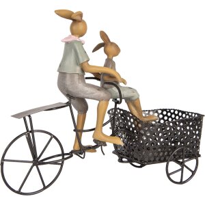 Decorazione Clayre & Eef coniglio in bicicletta stile country 28x12x23 cm