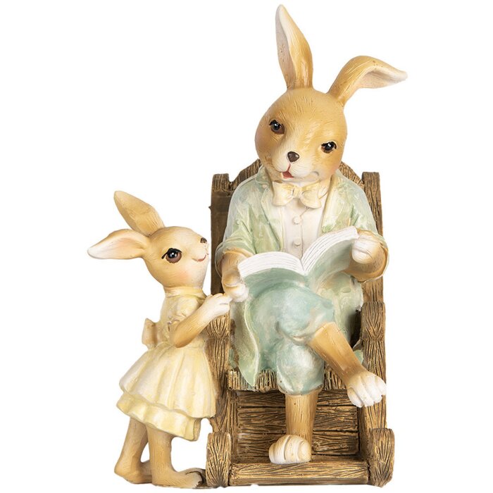 Clayre & Eef figurina decorativa coniglio stile country in poliresina 12x11x17 cm Beige