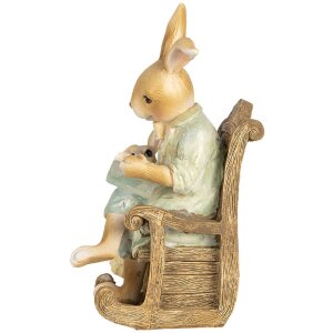 Clayre & Eef figurina decorativa coniglio stile country in poliresina 12x11x17 cm Beige