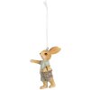Clayre & Eef Decorazione coniglio appeso Beige Blu 5x4x8 cm