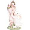 Clayre & Eef Figurina decorativa Coniglio con ombrello 9x7x15 cm Bianco Rosa
