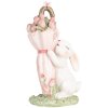 Clayre & Eef Figurina decorativa Coniglio con ombrello 9x7x15 cm Bianco Rosa