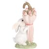 Clayre & Eef Figurina decorativa Coniglio con ombrello 9x7x15 cm Bianco Rosa