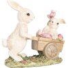 Clayre & Eef Figurina decorativa Coniglio con carrello Beige 14x7x12 cm