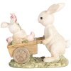 Clayre & Eef Figurina decorativa Coniglio con carrello Beige 14x7x12 cm