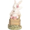 Clayre & Eef Figurina decorativa Coniglio con carrello Beige 14x7x12 cm