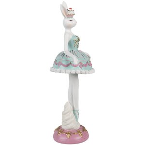 Clayre & Eef Figurina decorativa Coniglio Ballerina Bianco Verde Rosa 9x8x23 cm