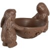 Coniglio decorativo con uovo marrone 34x15x15 cm in poliresina stile country di Clayre & Eef