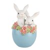 Clayre & Eef Coniglio decorativo in un uovo Figurina di Pasqua Bianco Blu 13x12x21 cm