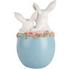 Clayre & Eef Coniglio decorativo in un uovo Figurina di Pasqua Bianco Blu 13x12x21 cm