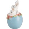 Clayre & Eef Coniglio decorativo in un uovo Figurina di Pasqua Bianco Blu 13x12x21 cm