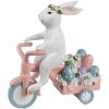 Clayre & Eef Coniglio decorativo in bicicletta bianco rosa 29x12x31 cm Figurina di Pasqua