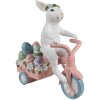 Clayre & Eef Coniglio decorativo in bicicletta bianco rosa 29x12x31 cm Figurina di Pasqua