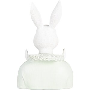 Coniglio decorativo Clayre & Eef Bianco Verde 11x10x16 cm in poliresina Stile Country