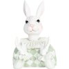 Coniglio decorativo Clayre & Eef Bianco Verde 11x10x16 cm in poliresina Stile Country