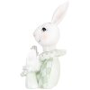 Coniglio decorativo Clayre & Eef Bianco Verde 11x10x16 cm in poliresina Stile Country