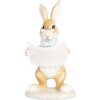 Coniglio decorativo Clayre & Eef Figurina di Pasqua Beige Blu 9x9x15 cm Stile Country