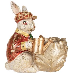 Coniglio decorativo Beige Rosso Oro 28x18x30 cm...