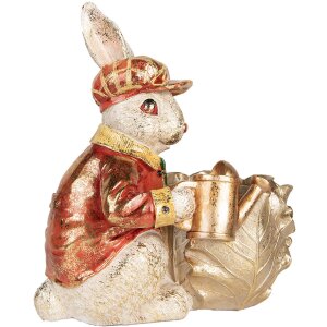 Coniglio decorativo Beige Rosso Oro 28x18x30 cm...