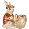 Coniglio decorativo Beige Rosso Oro 28x18x30 cm Decorazione pasquale Clayre & Eef