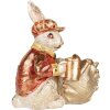 Coniglio decorativo Beige Rosso Oro 28x18x30 cm Decorazione pasquale Clayre & Eef