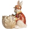 Coniglio decorativo Beige Rosso Oro 28x18x30 cm Decorazione pasquale Clayre & Eef