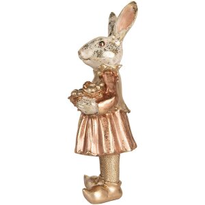 Clayre & Eef Coniglio decorativo Beige Rosa 14x13x35 cm Decorazione di Pasqua