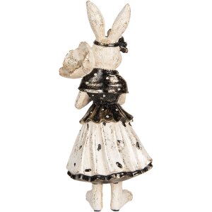 Coniglio decorativo Clayre & Eef Beige Nero 13x11x30 cm Figurina di Pasqua in poliresina