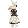 Coniglio decorativo Clayre & Eef Beige Nero 13x11x30 cm Figurina di Pasqua in poliresina