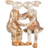 Clayre & Eef figurina decorativa coppia di conigli oro beige 32x17x35 cm